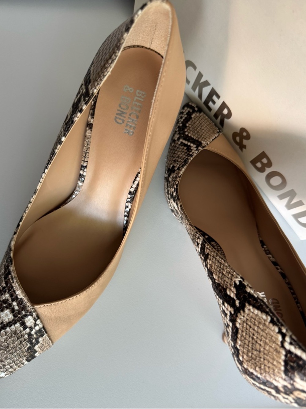 Natural & Snake-Print Pointed Toe Pump by Badgley Mischka